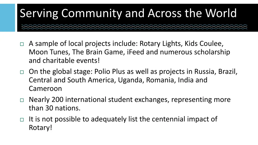 serving community and across the world