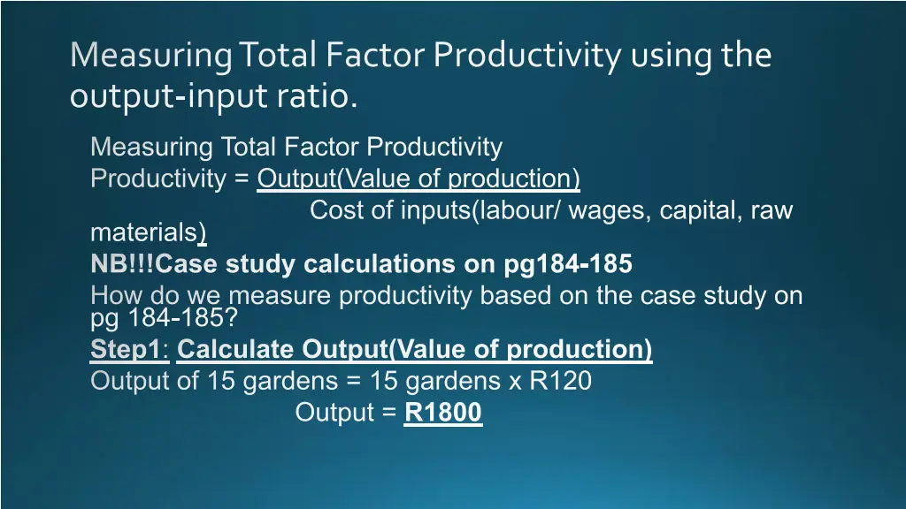 measuring total factor productivity using