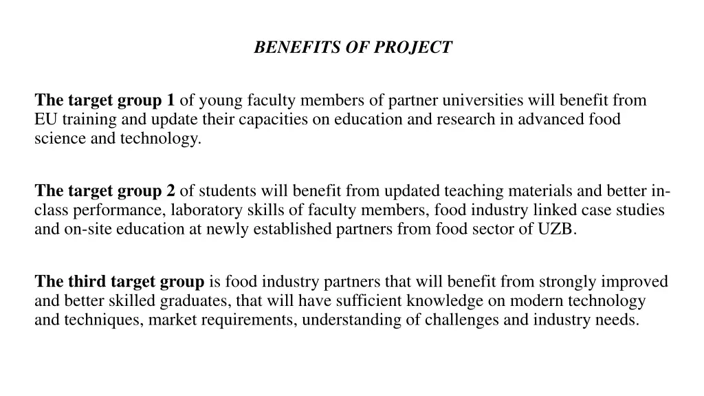 benefits of project