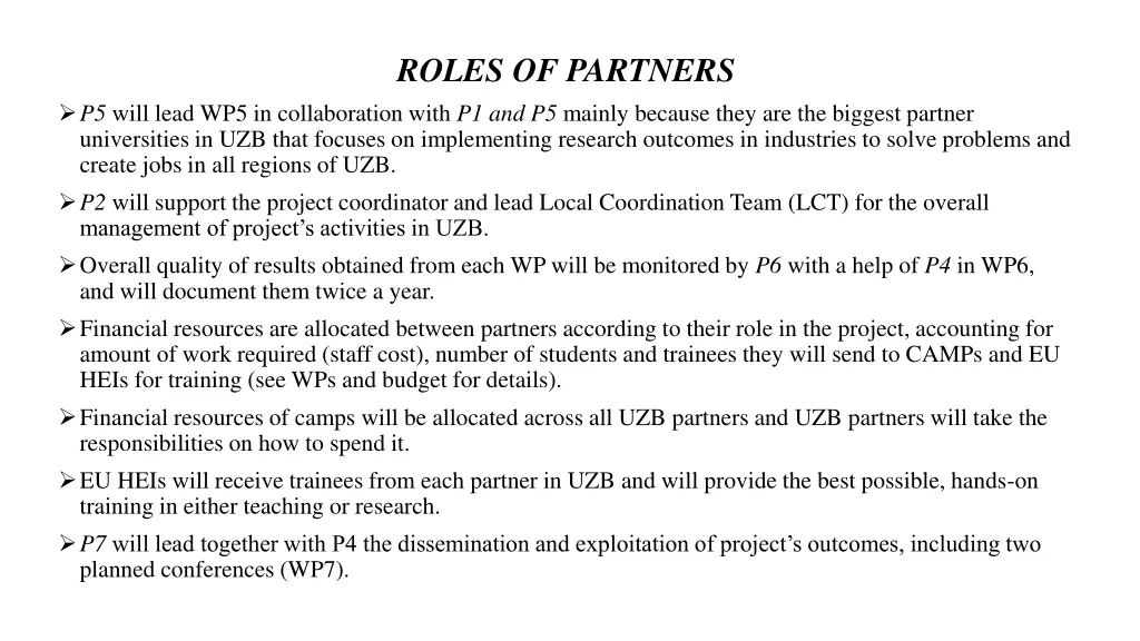 roles of partners 1