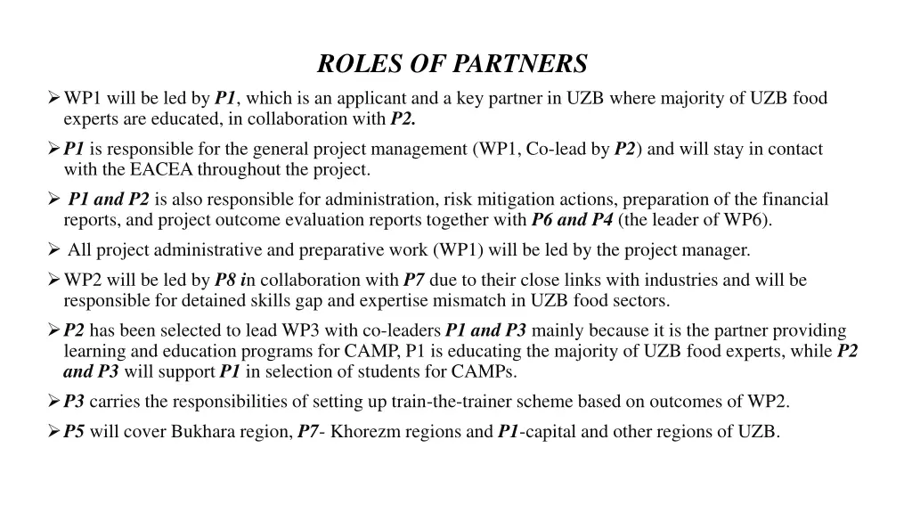 roles of partners