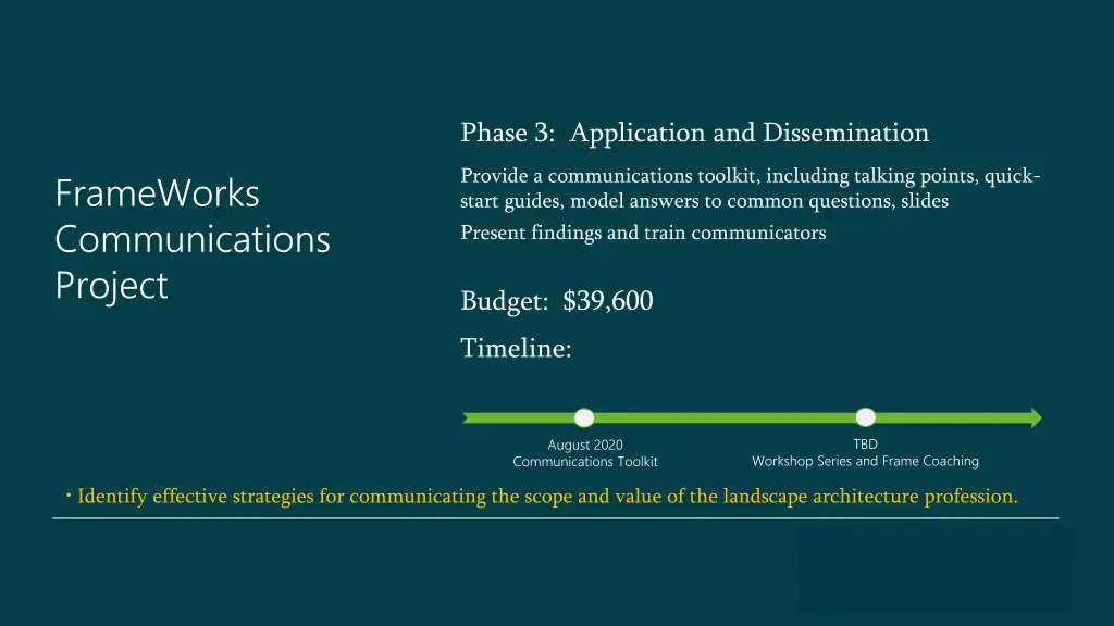 phase 3 application and dissemination