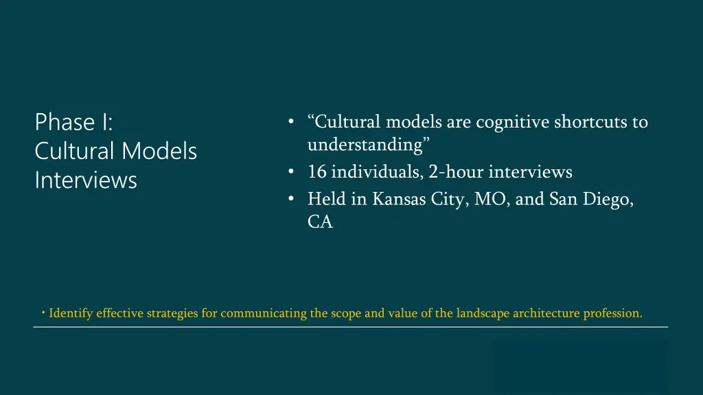 phase i cultural models interviews