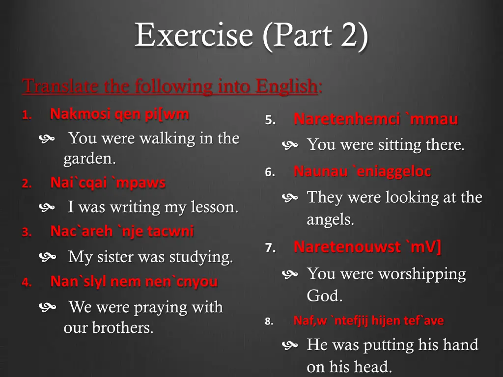 exercise part 2