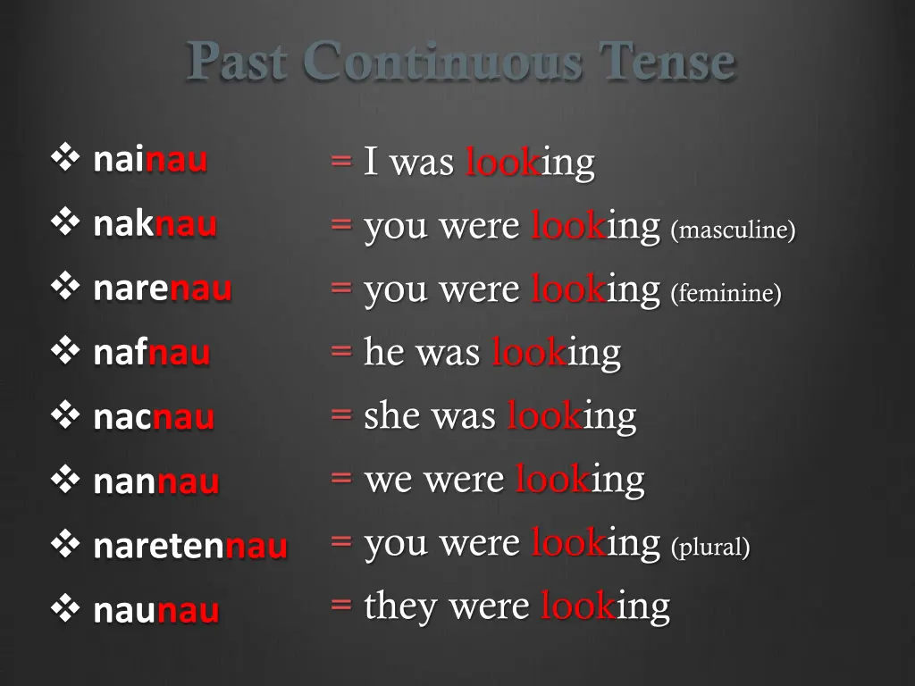 past continuous tense