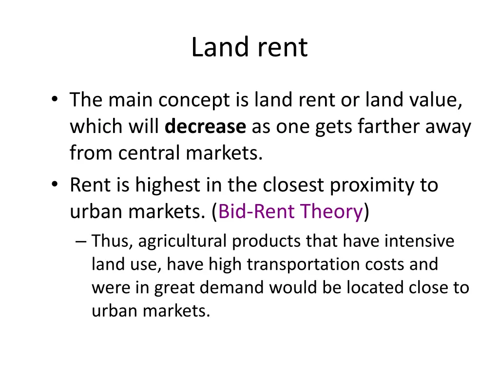 land rent