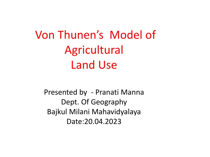 von thunen s model of agricultural land use