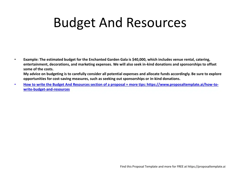 budget and resources