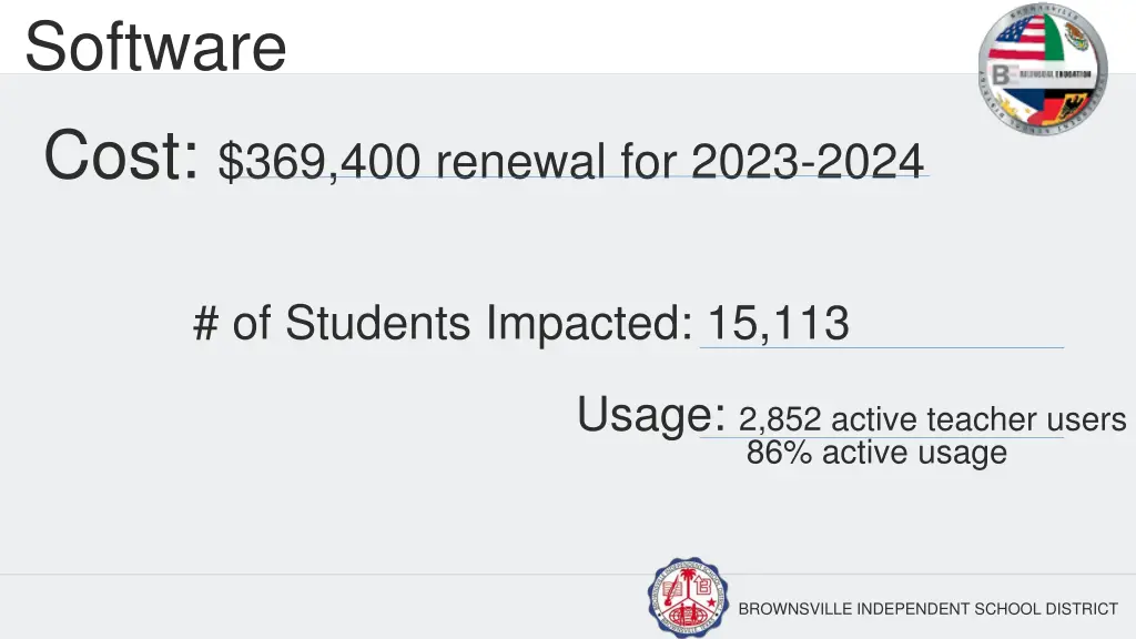 software cost 369 400 renewal for 2023 2024