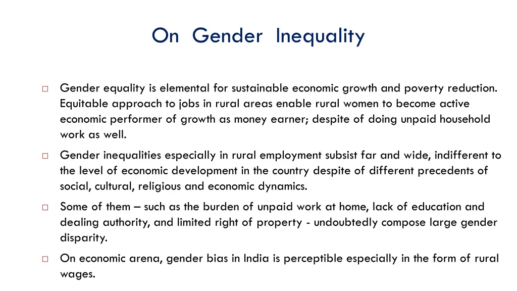 on gender inequality