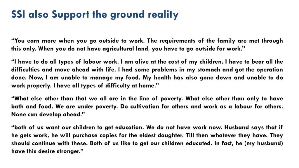 ssi also support the ground reality