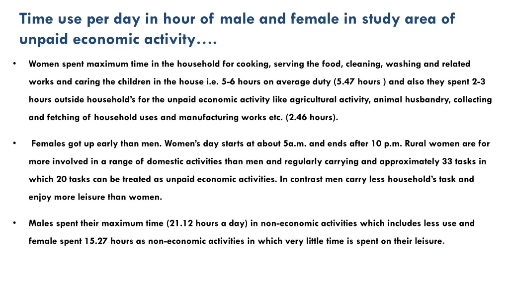 time use per day in hour of male and female 1