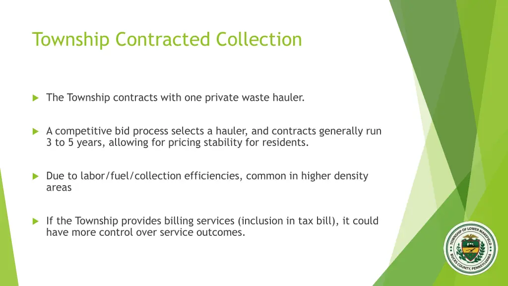 township contracted collection