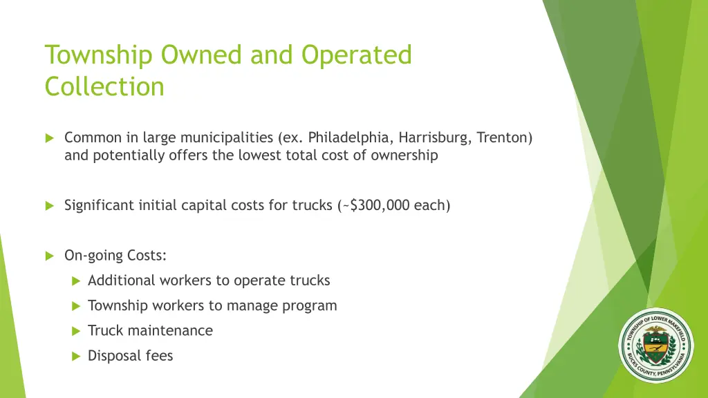 township owned and operated collection