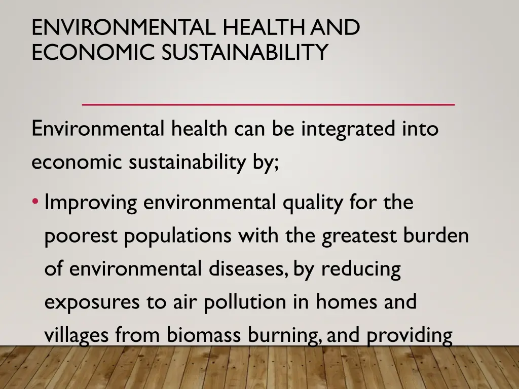 environmental health and economic sustainability
