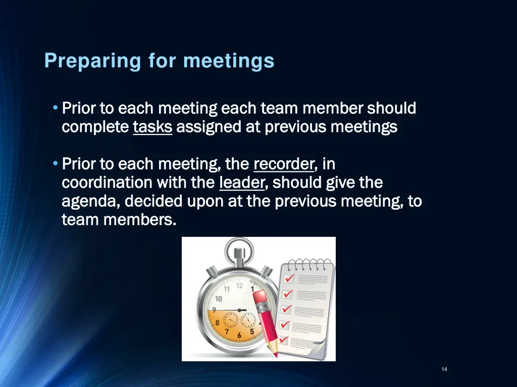 preparing for meetings