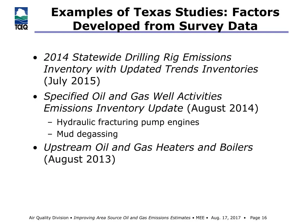 examples of texas studies factors developed from