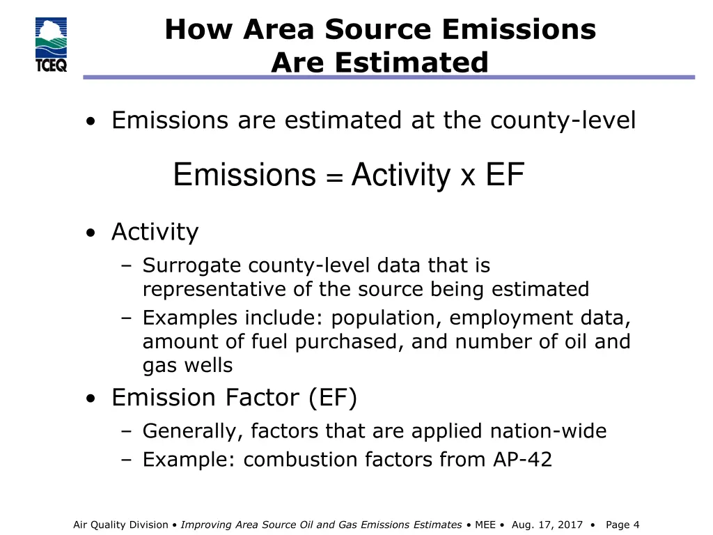 how area source emissions are estimated