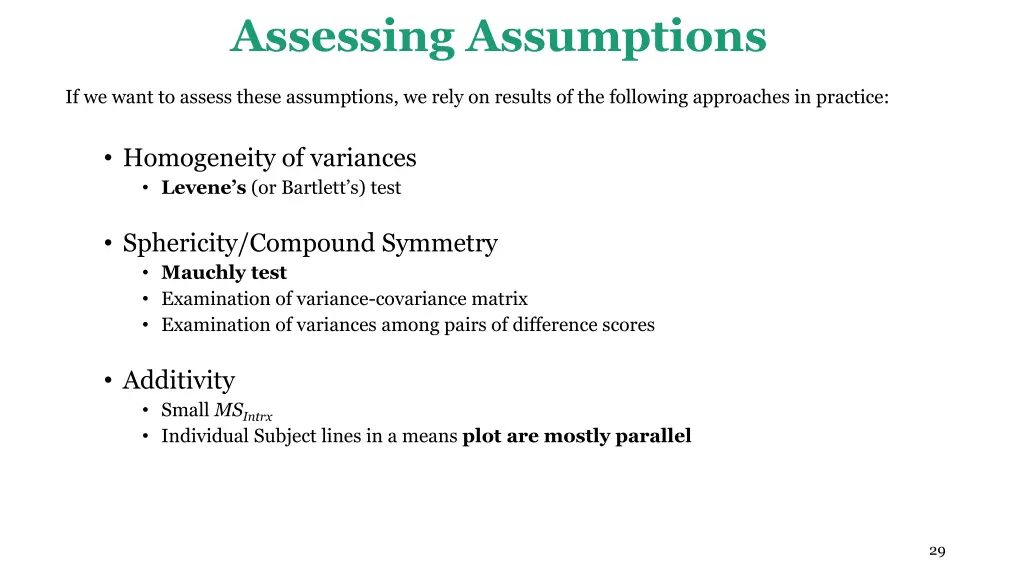 assessing assumptions