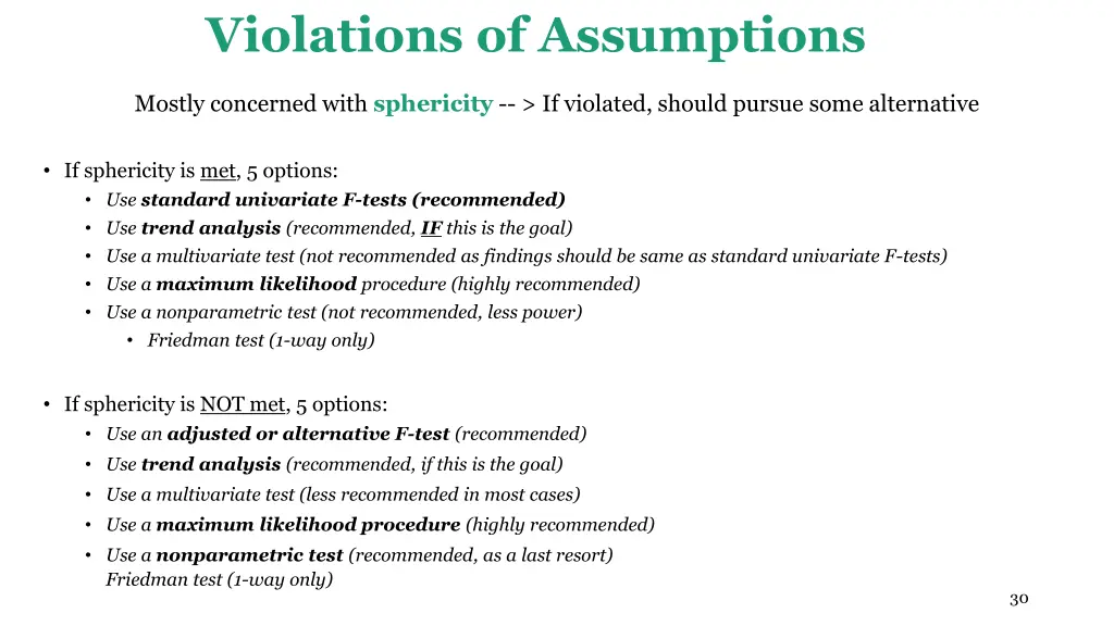 violations of assumptions