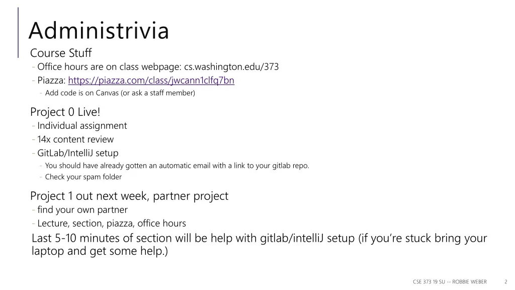 administrivia course stuff office hours