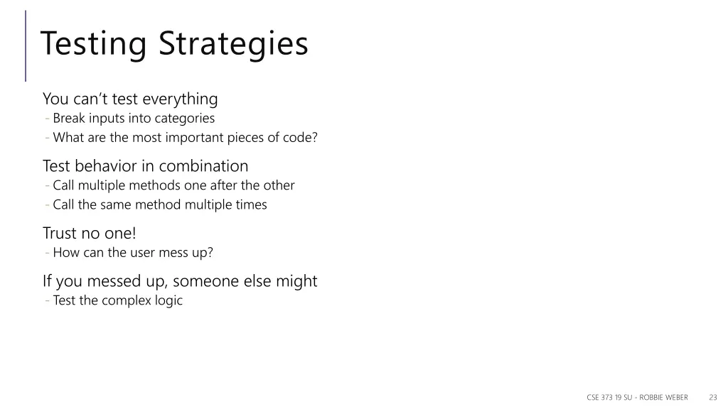 testing strategies