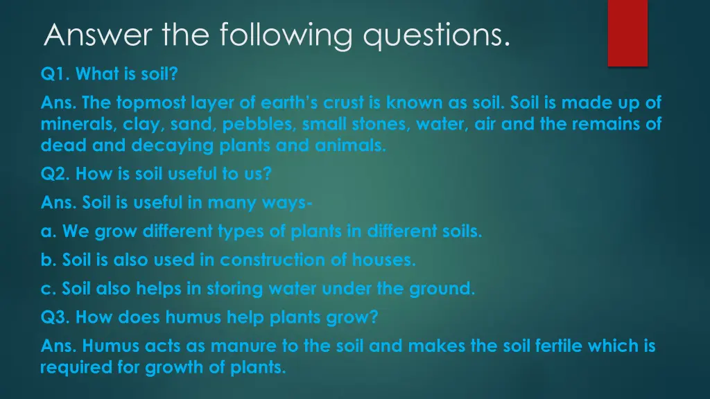 answer the following questions