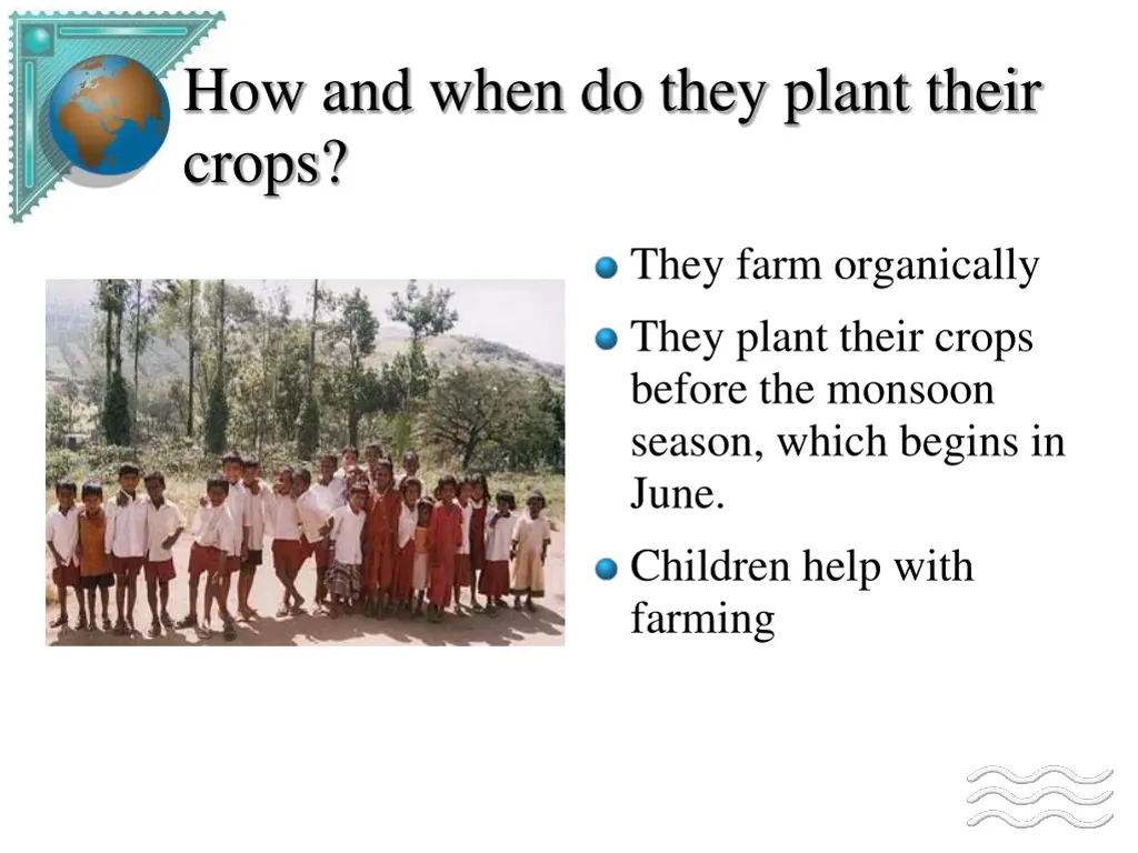 how and when do they plant their crops