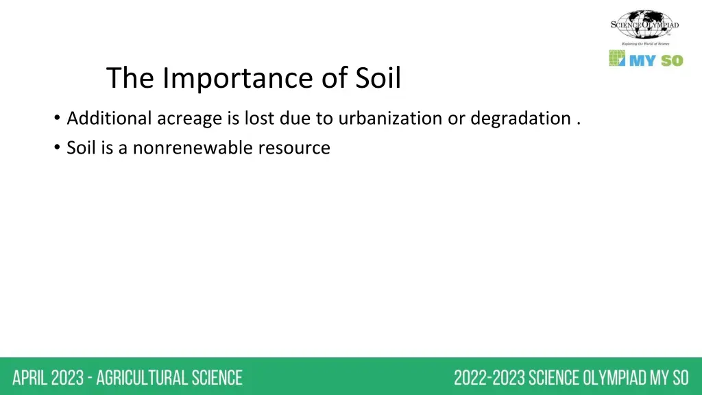 the importance of soil additional acreage is lost