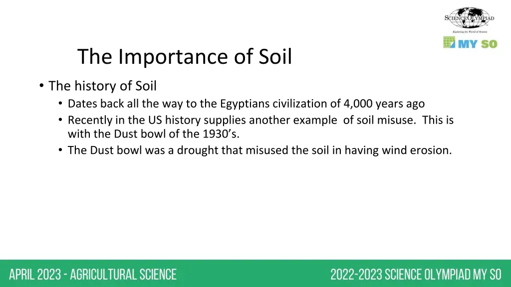 the importance of soil the history of soil dates