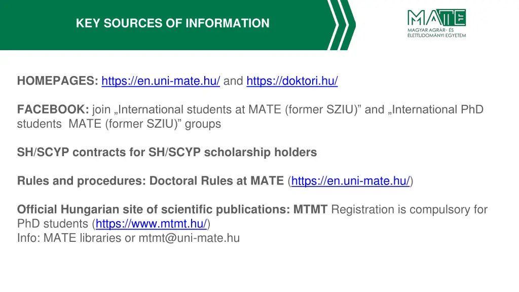 key sources of information