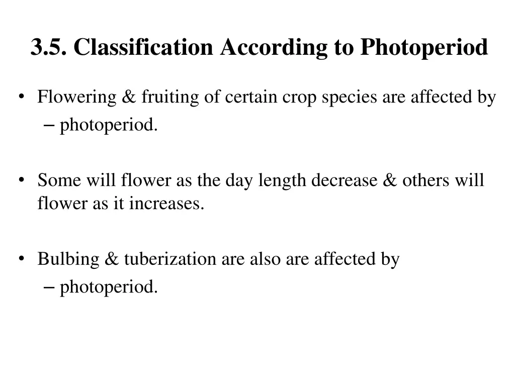 3 5 classification according to photoperiod