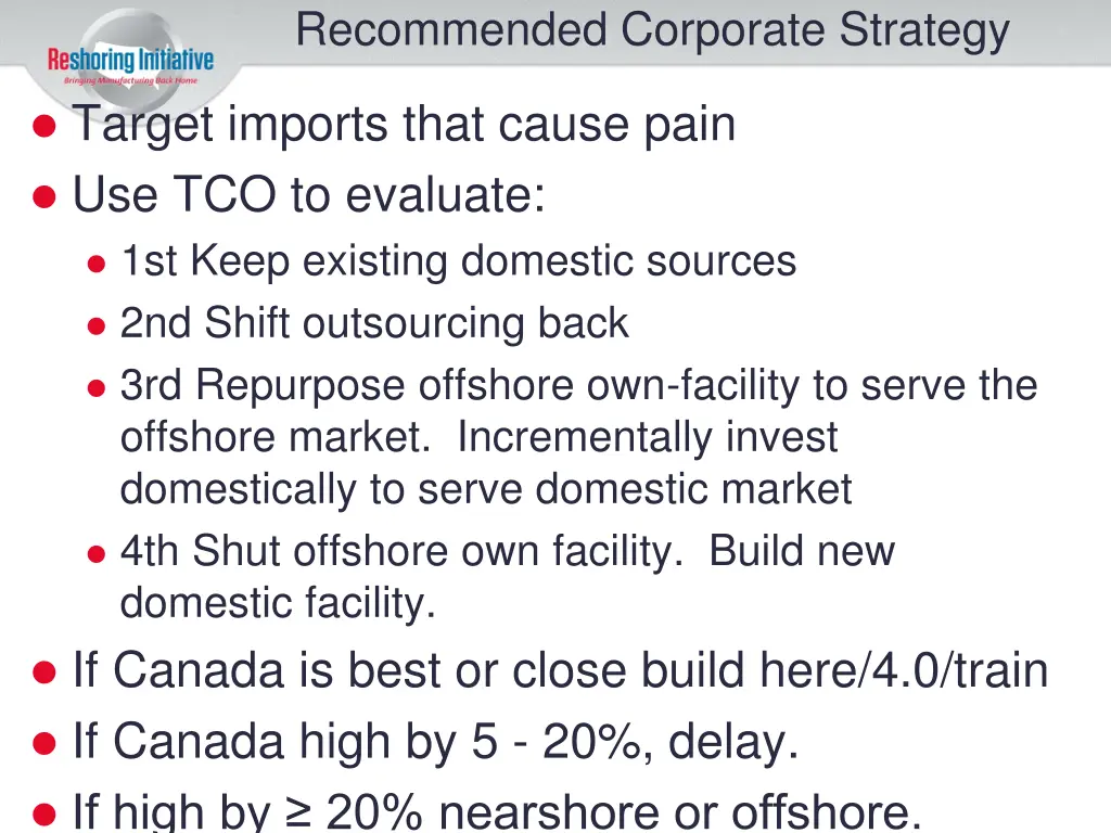 recommended corporate strategy