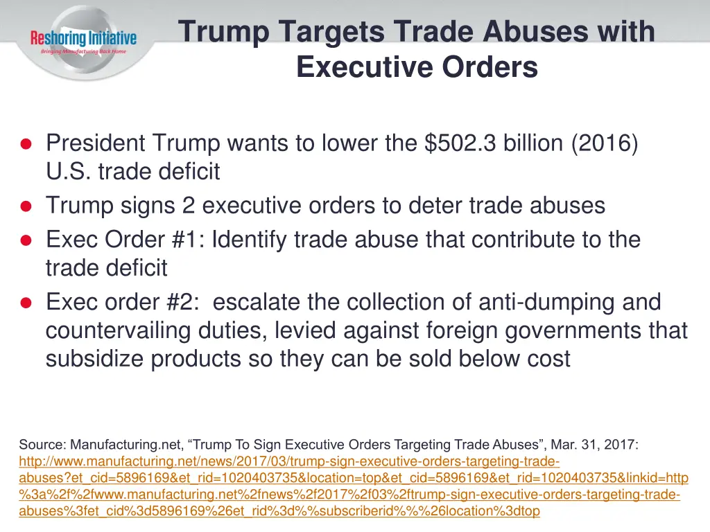trump targets trade abuses with executive orders