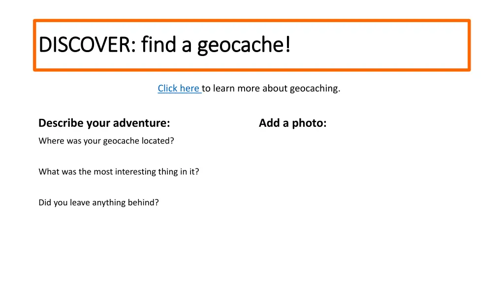 discover find a geocache discover find a geocache