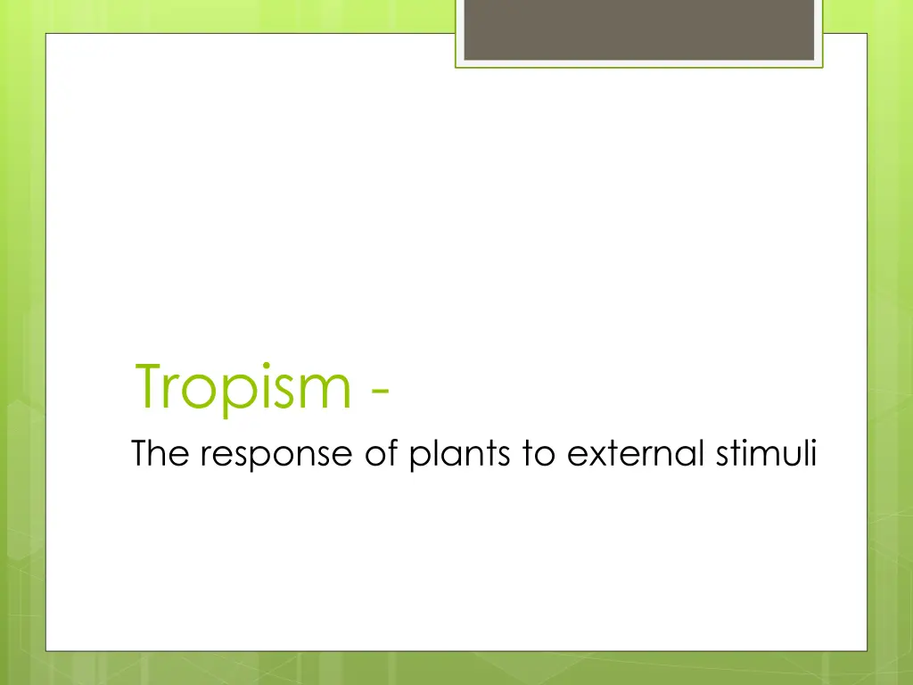 tropism the response of plants to external stimuli