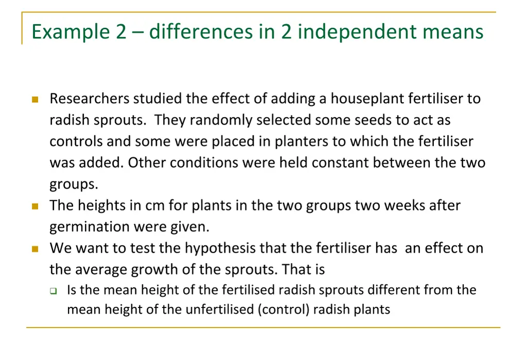 example 2 differences in 2 independent means