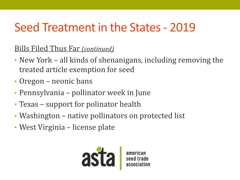 seed treatment in the states 2019 2