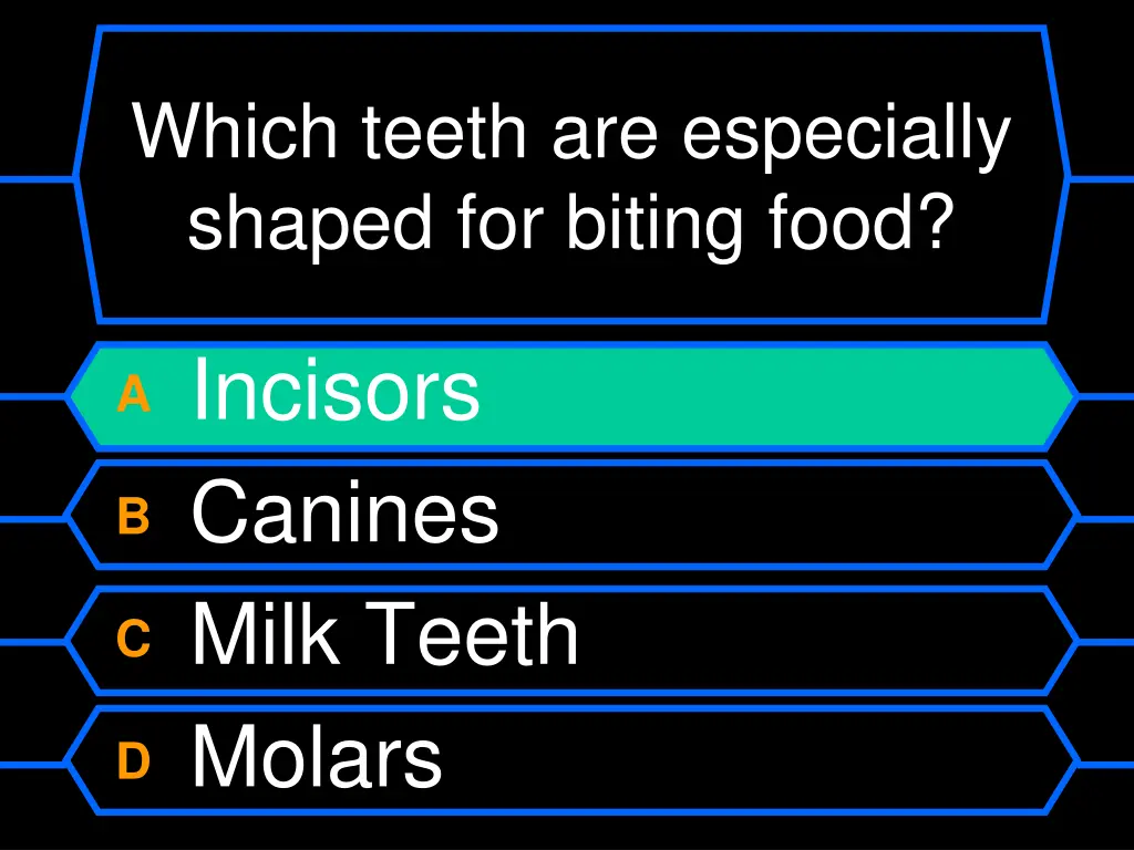 which teeth are especially shaped for biting food 1