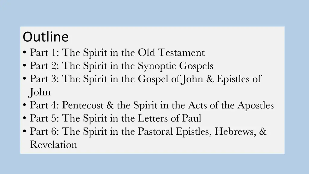 outline part 1 the spirit in the old testament