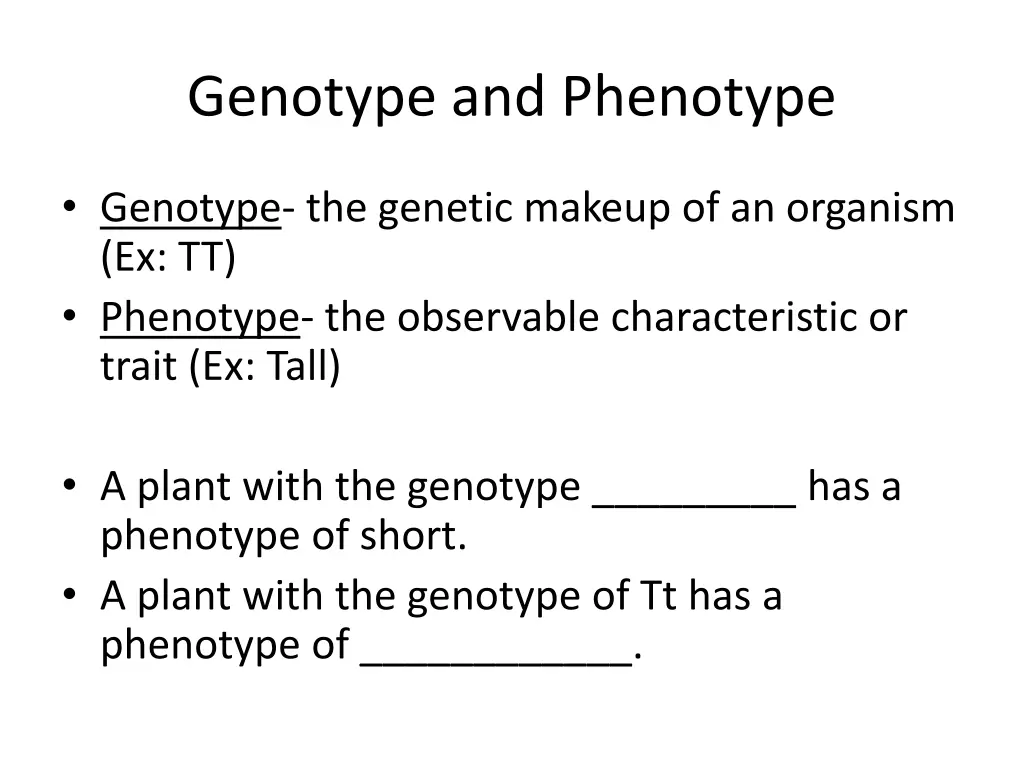 genotype and phenotype