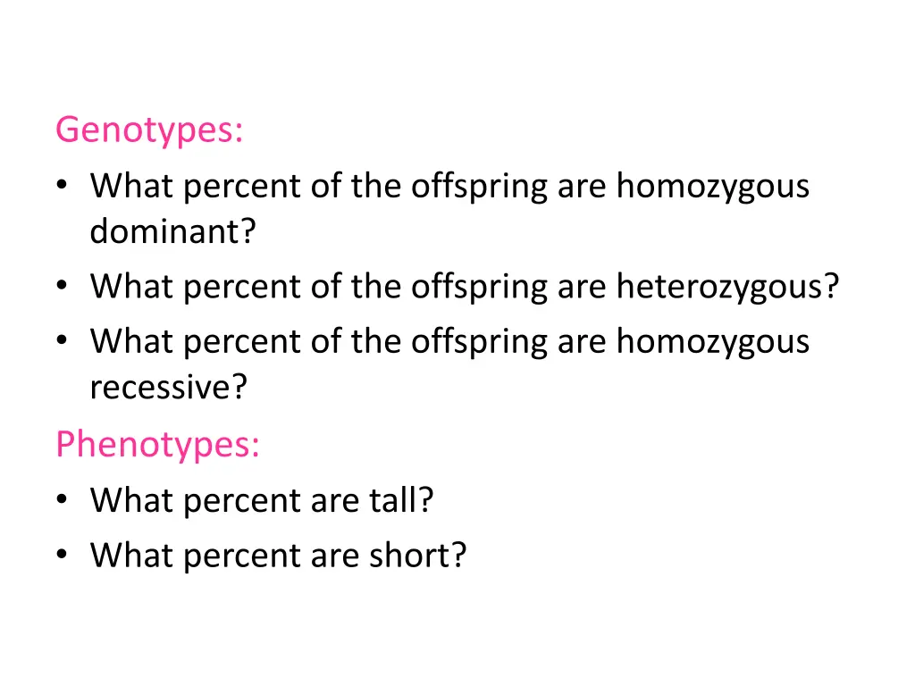 genotypes what percent of the offspring
