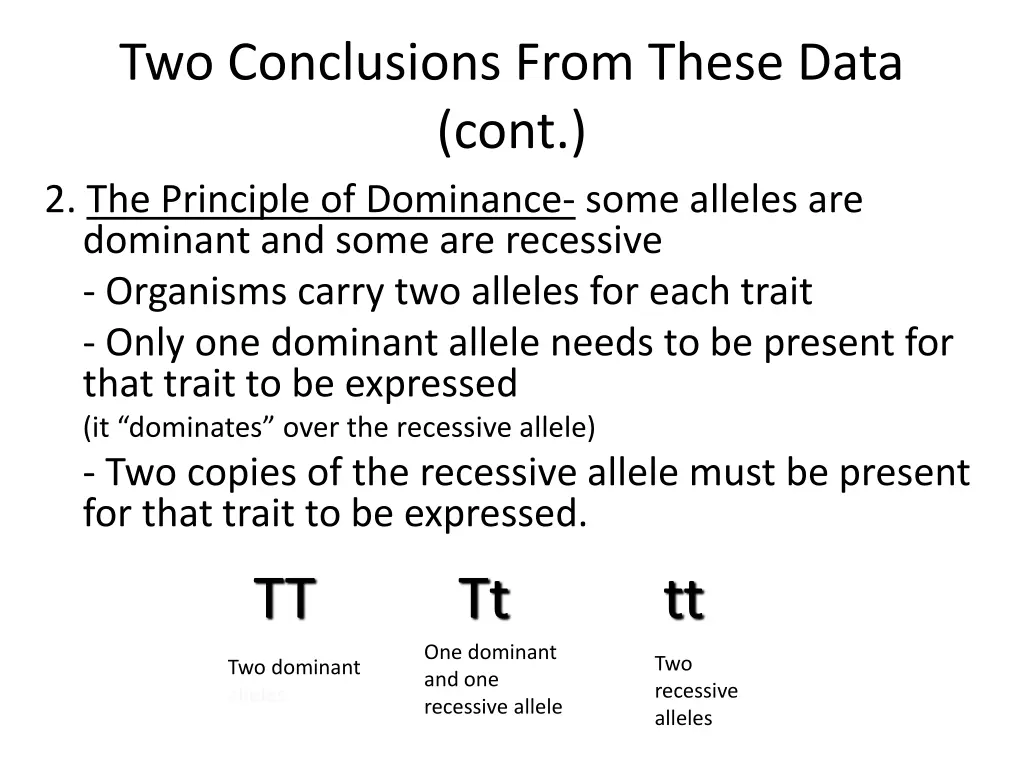 two conclusions from these data cont