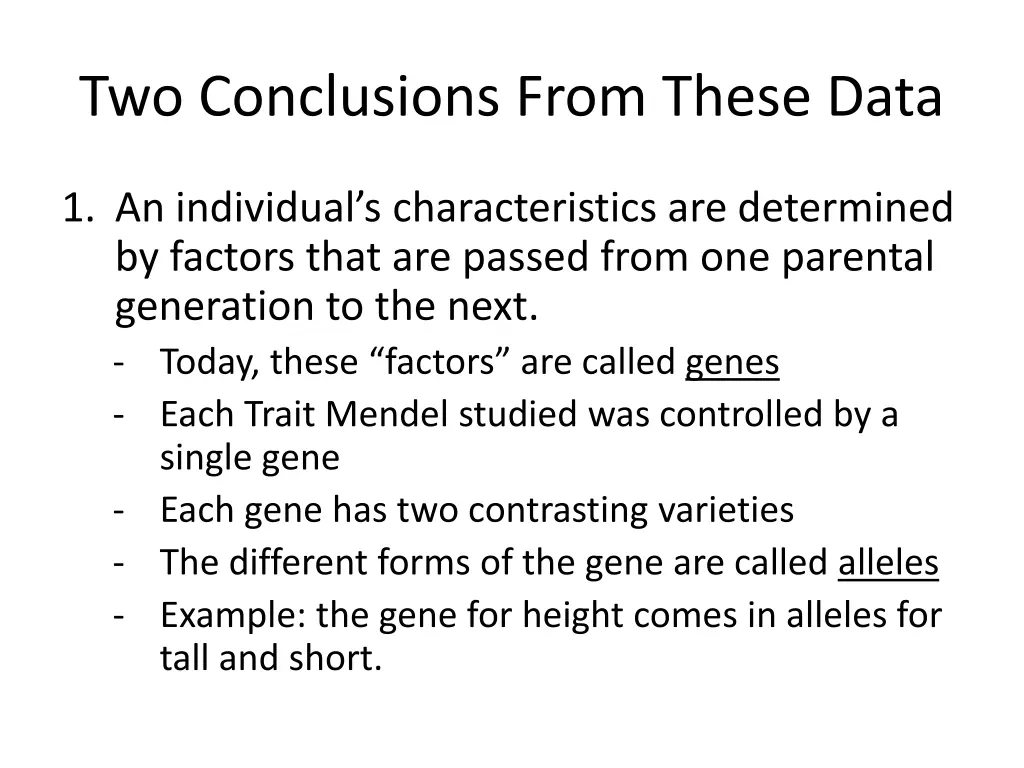 two conclusions from these data