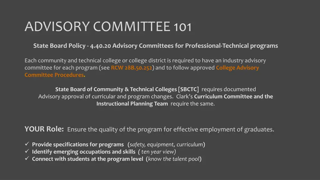 advisory committee 101