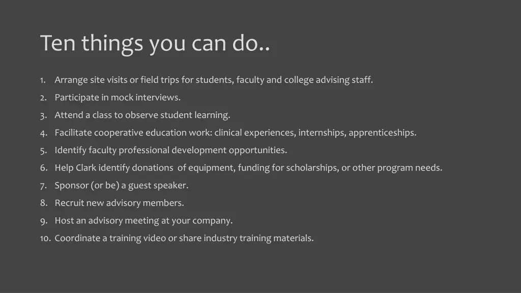 ten things you can do