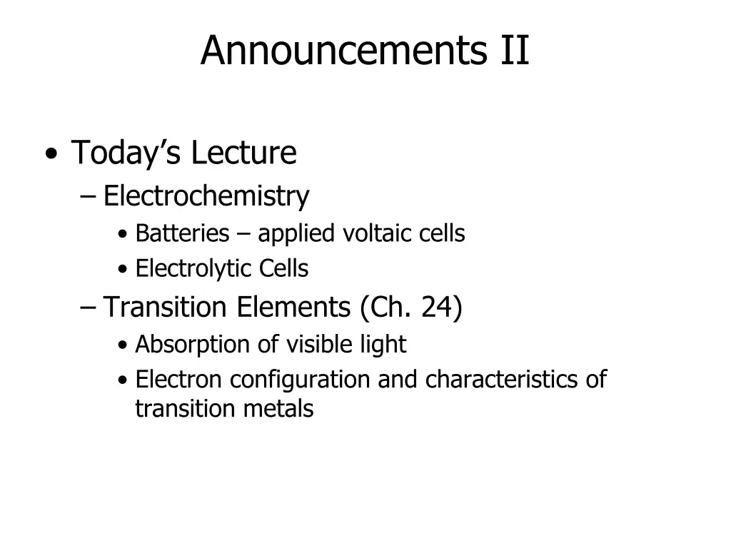 announcements ii