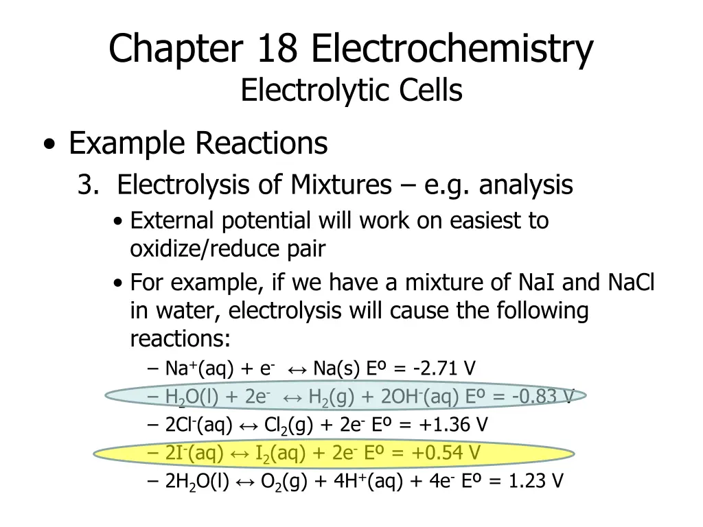 chapter 18 electrochemistry electrolytic cells 1