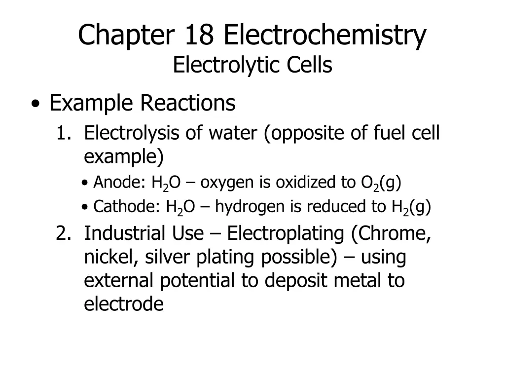 chapter 18 electrochemistry electrolytic cells