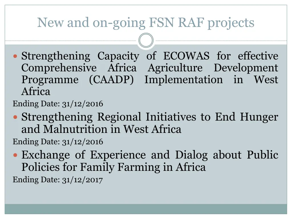 new and on going fsn raf projects